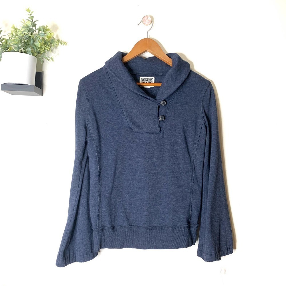 Converse One Star Blue Roll Collar Sweatshirt Size Medium